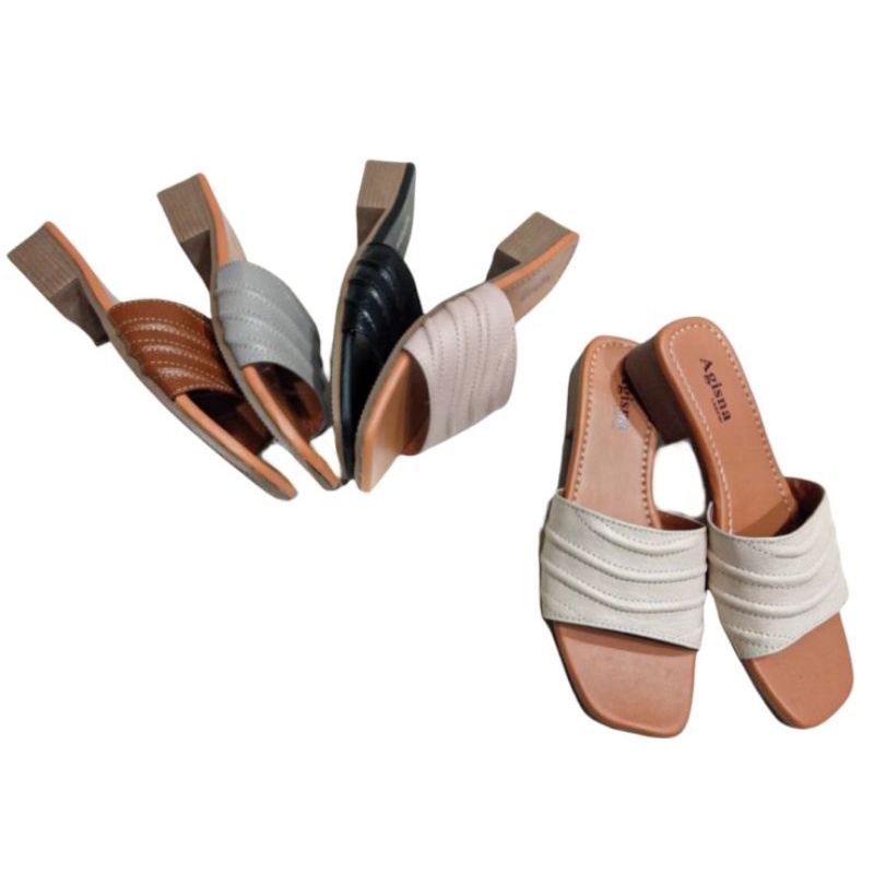 sandal wedges wanita bahan kulit sapi asli sukaregang garut model ujung kotak kokop gelombang sol tahu 3cm