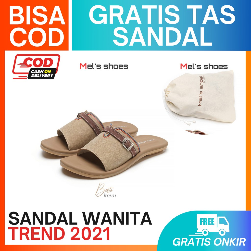 Mal's Shoes | Sandal Flat Slip On, Sendal Sepatu Wanita Terbaru 2021, Sandal Kasual Anak Remaja Ori