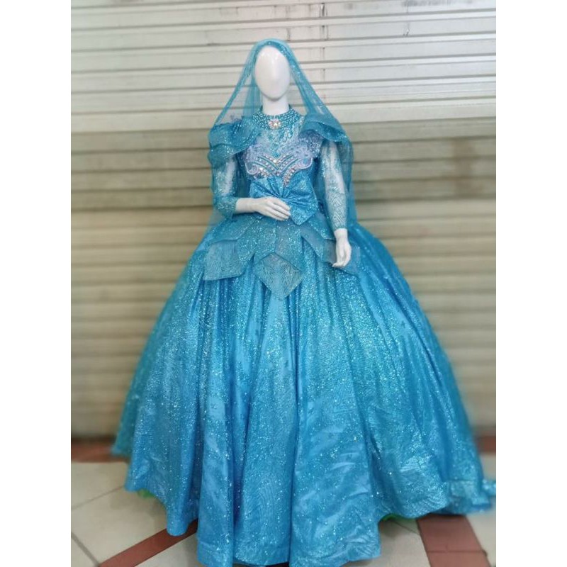 Gaun Pengantin Glitter Baby Blue, Navy, Ijo Wardah, Silver, Dusty Pink, Rose Gold, Moca  Marun