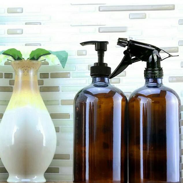 Disc botol kaca 500ml/1 liter - amber pump, 500ml