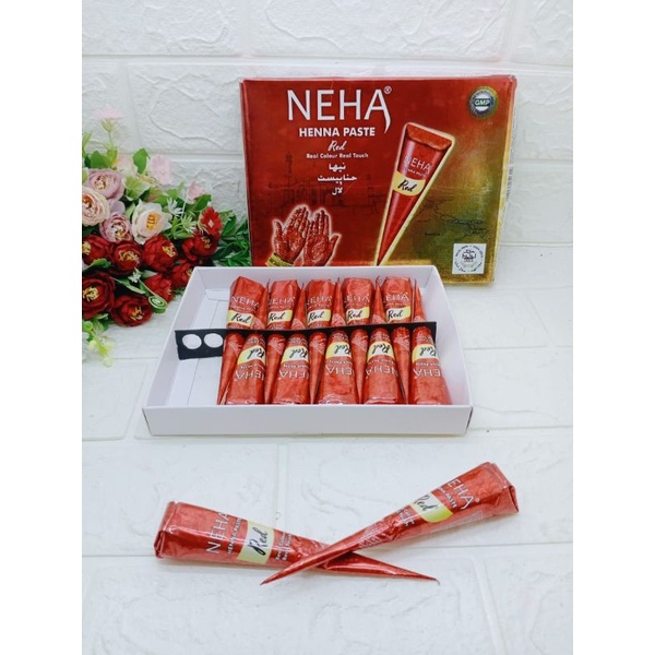 NEHA HENA PASTE RED 1 PCS HENNA HALAL WARNA MERAH