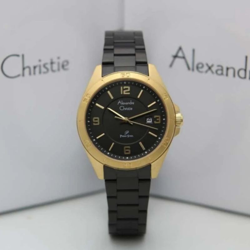Jam Tangan Alexander Christie Wanita Black Gold ac1016