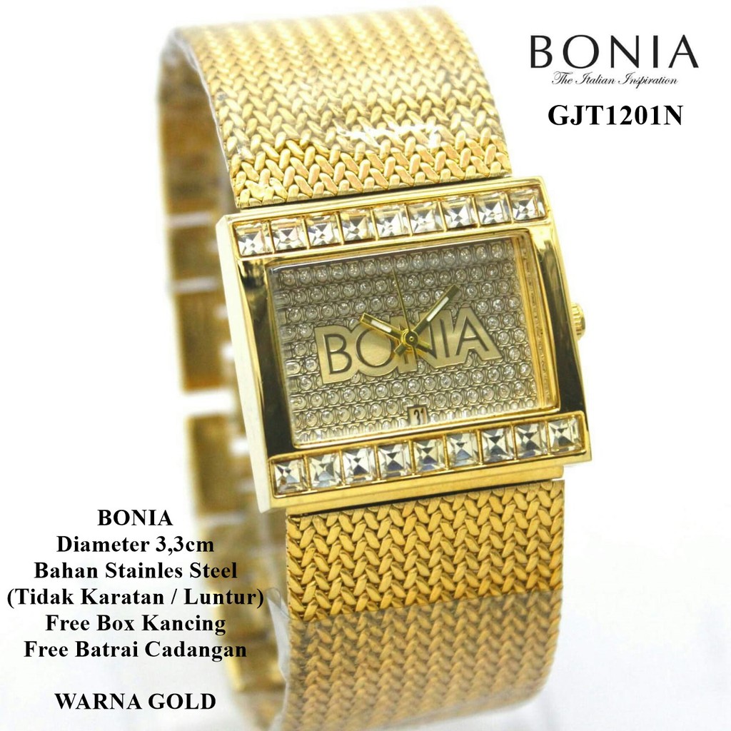 JAM TANGAN / JAM TANGAN WANITA / BONIA RANTAI / BONIA RANTAI PASIR / BONIA TANGGAL / GJT1201N