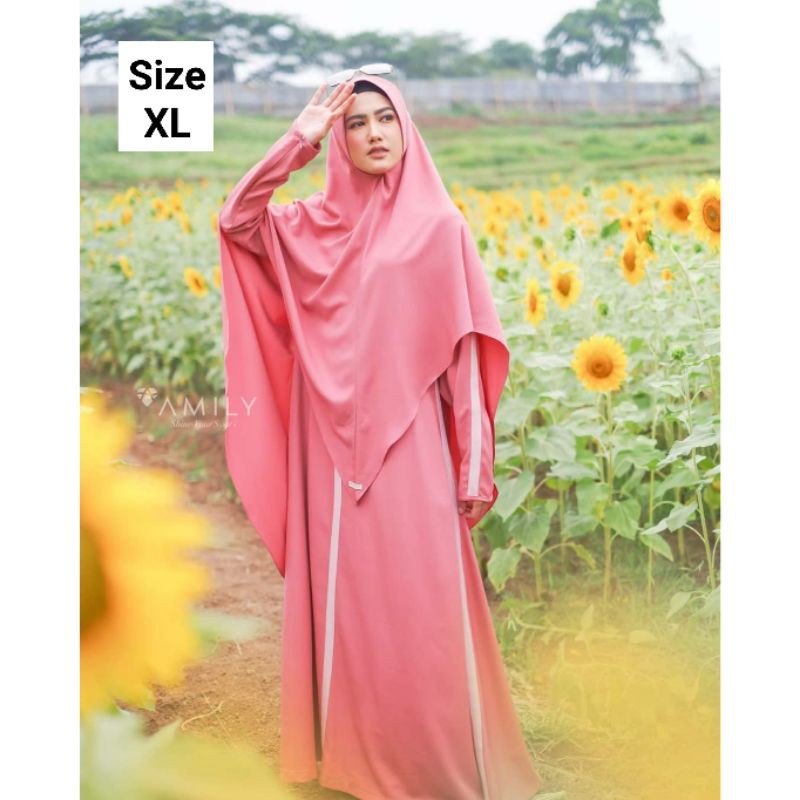 Dress Qeza -1 Set- Gamis Pesta Syari Cantik Sporty Casual by Amily