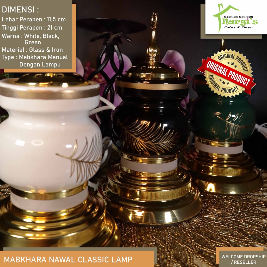 Mabkhara Dupa /Tempat Dupa Sabit/Lampu/Glass Luxury/Premium/Prapen