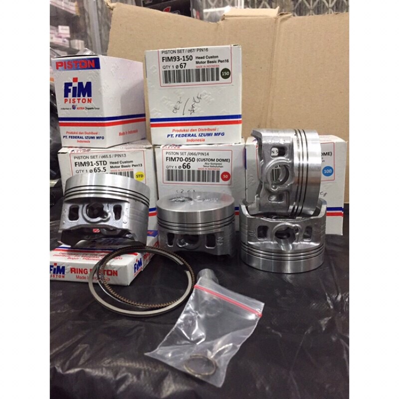 piston kit fim mentahan dome ukuran 65.5 66 66.5 67 67.5 68mm pin 14 15 16-5