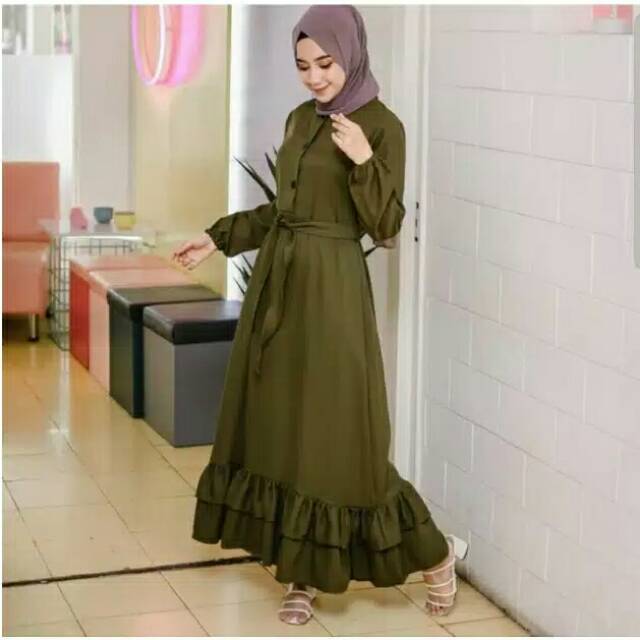 CINDY DRESS MOSCREPE PREMIUM | GAMIS DOUBLE REMPEL | GAMIS SYARI MUSLIM BUSUI FRIENDLY (1KG MUAT 3PC