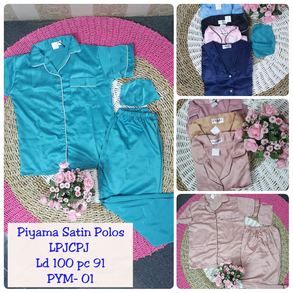 PIYAMA SATIN POLOS | PIYAMA CEWEK | PIYAMA TIDUR | BAJU TIDUR | BAJU PIYAMA | PIYAMA MURAH | PIYAMA