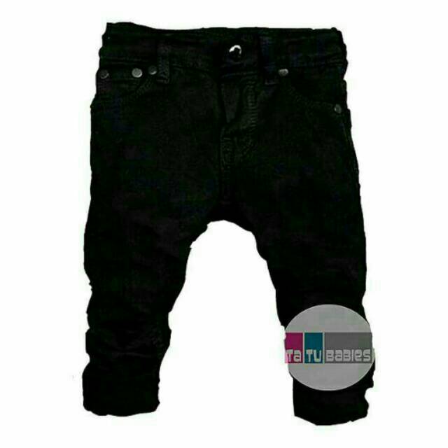 MOMWULA - Celana Jeans Hitam Anak Laki Laki - Celana Panjang Anak Laki Laki - Celana Polos Anak Laki