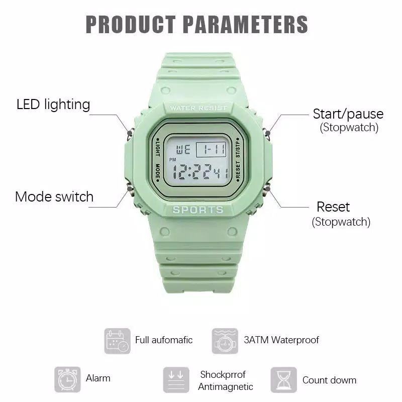 JAM TANGAN RUBBER DIGITAL SEGI DW-5600 GROSIR MURAH KARET SPORT LED PRIA WANITA COUPLE JF052