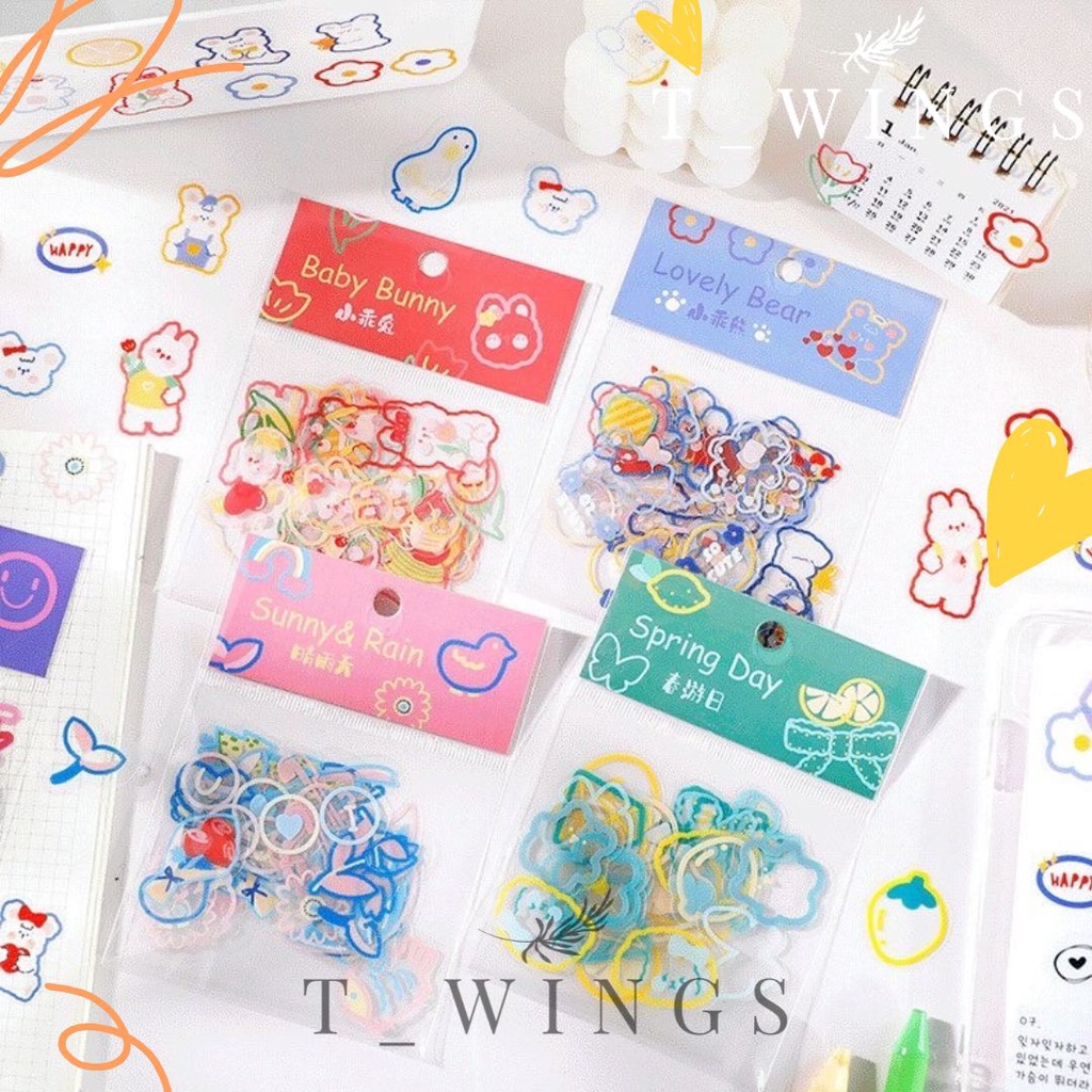 

[ TWF_01 ] 45 pieces Stiker Waterproff / Stiker DIY Scrapbook Botol MInum Kotak,Dsb