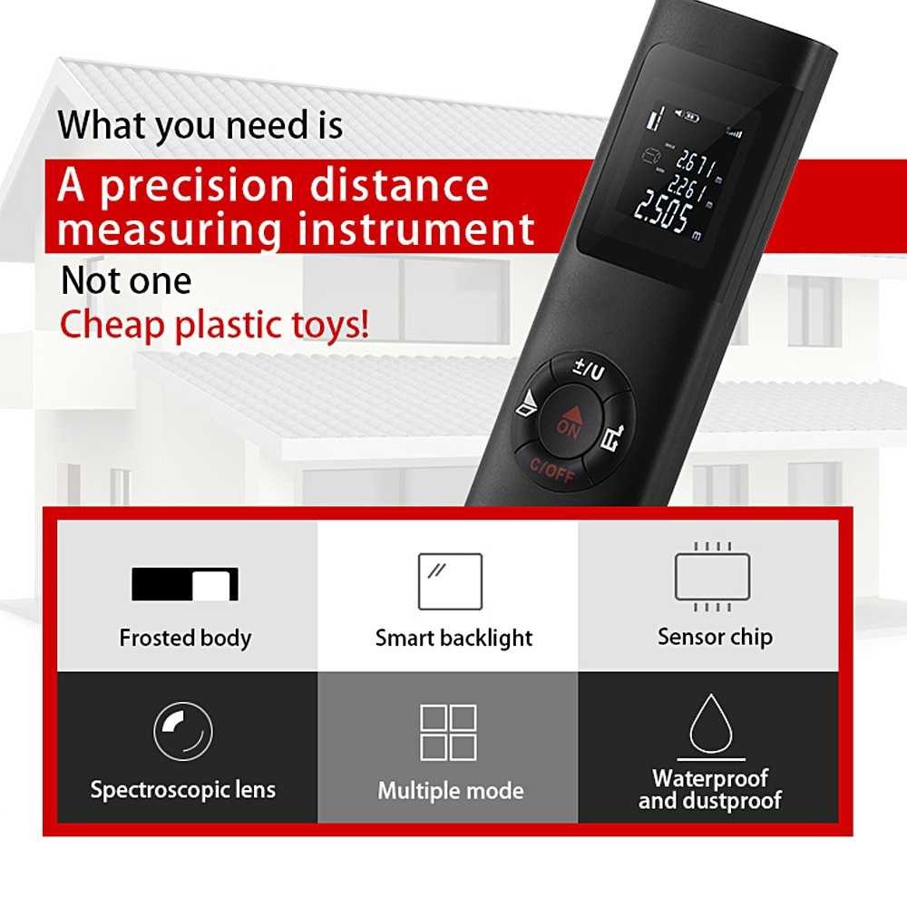 Hot Promo ! KKMOON Pengukur Jarak Laser Distance Meter Mini Handheld 40M - KK-40