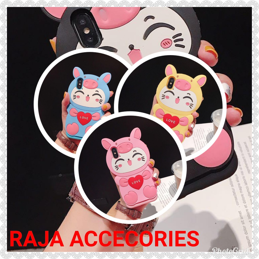 SOFT CASE KARAKTER 3D CAT LOVE REDMI 8A NOTE 4X NOTE 8 PRO SAMSUNG A20S A30S A50 A50S