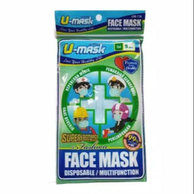 U-Mask Masker wajah / Face Mask 3Ply isi 5 pcs