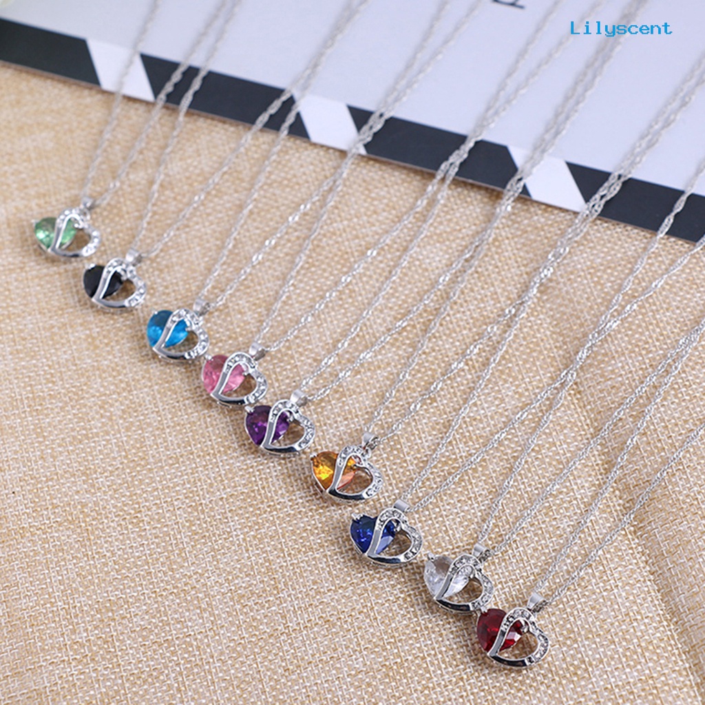 Kalung Dengan Liontin Bentuk Hati Bahan Cubic Zirconia Untuk Wanita