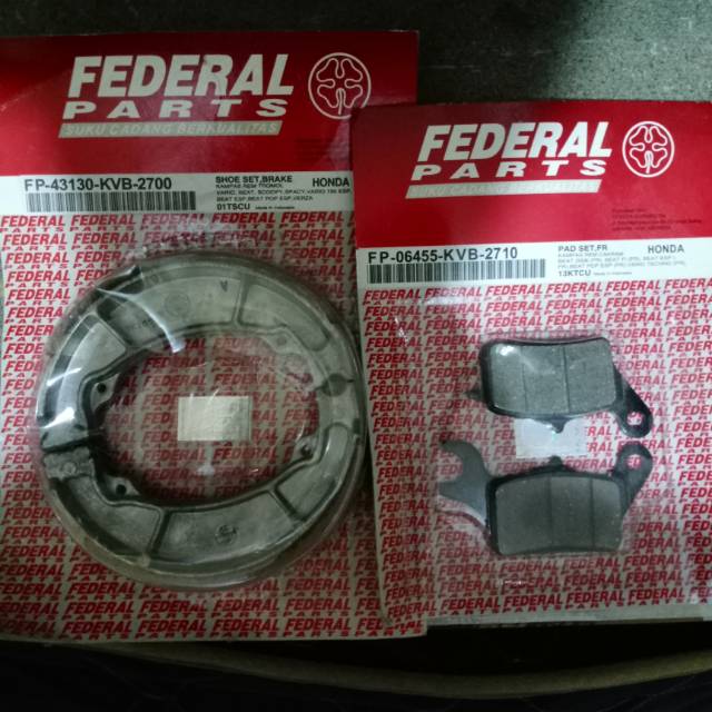 Paket kampas rem depan&amp; belakang federal parts vario 125/f1/beat f1/beat esp/vario 150 old