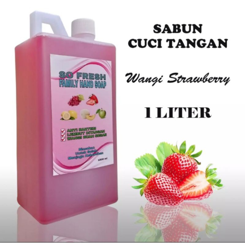 SABUN CUCI TANGAN SO FRESH FAMILY HAND SOAP AROMA STRAWBERRY 1 LITER