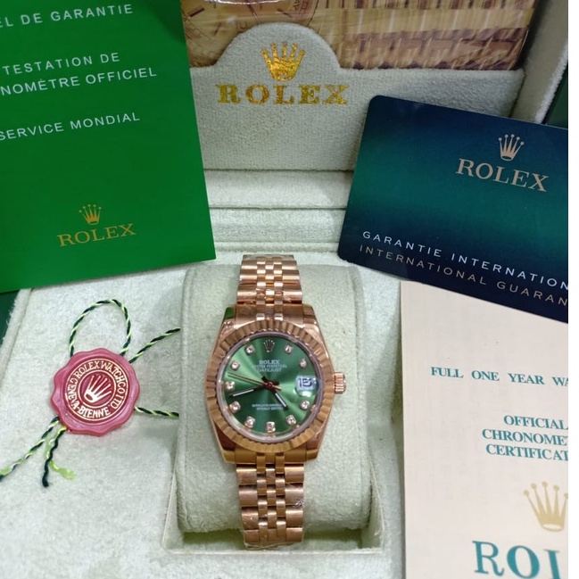 Jam Tangan Wanita Rolex Automatic Jam Rolex Mini Analog Tanggal Aktif Full set Box Rolex Original