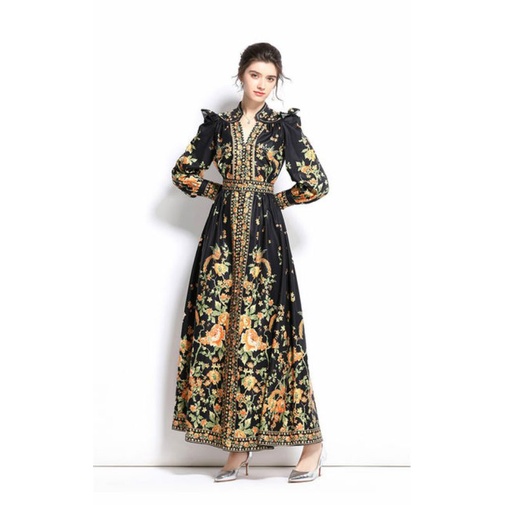 Image of Ss (BX) Dress Maxi Musim Semi Floral Print 96500A #0