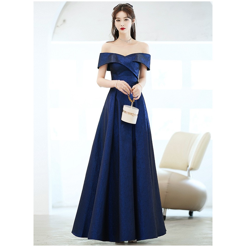 Gaun Pesta 2110019 Navy Biru Dongker Sabrina Party Dress