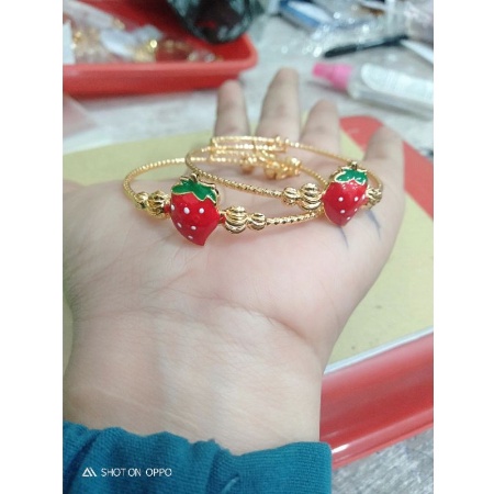 gelang krincing anak strawberry merah