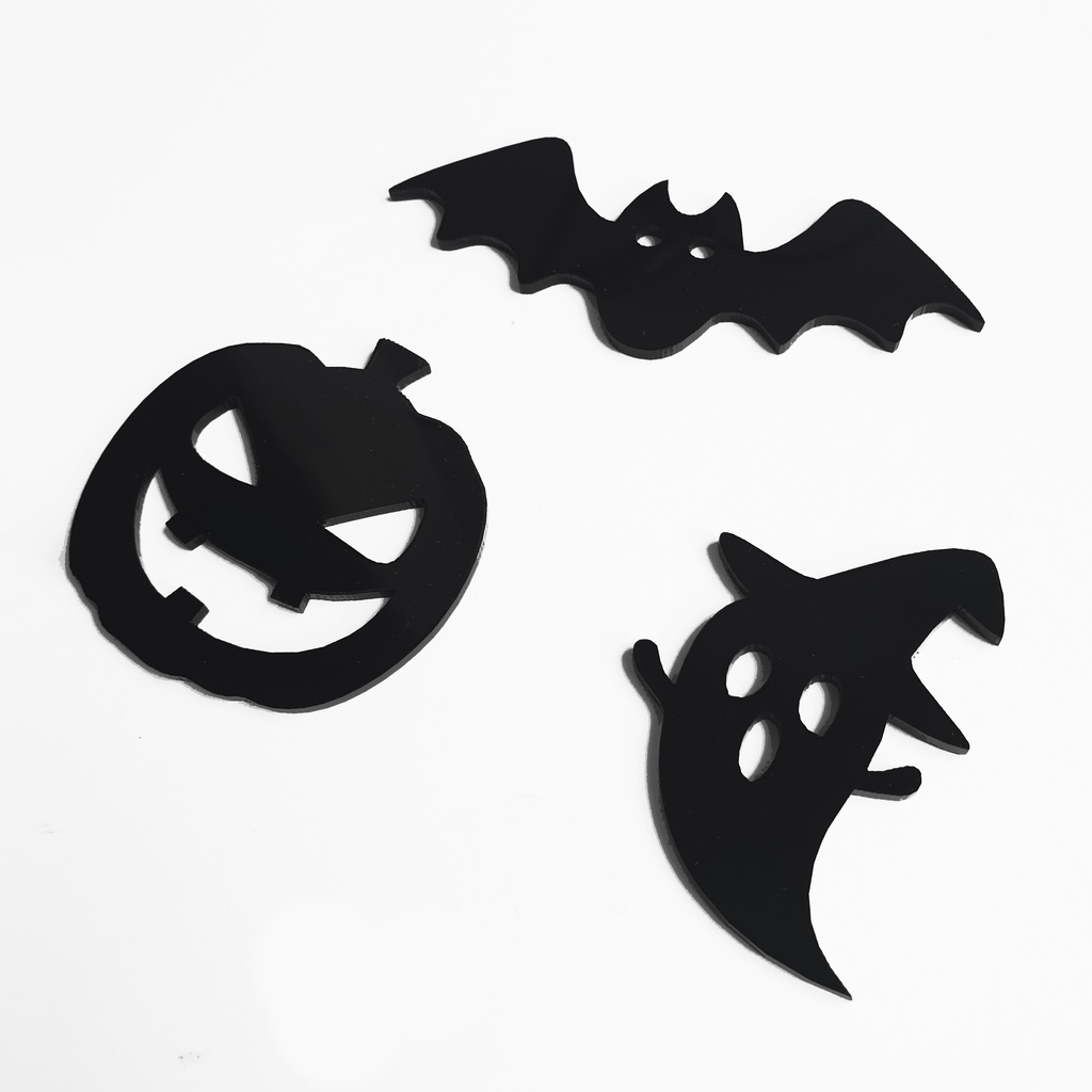 Tag Dekorasi Akrilik Halloween / Kue - 1SET PUMPKIN GHOST BAT