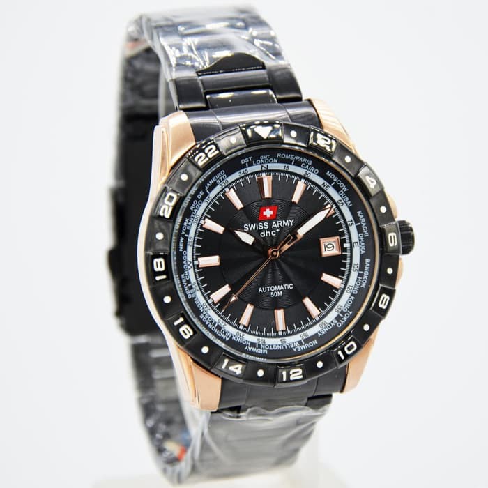 JAM TANGAN PRIA 5W115 4RM1 4200 3185 DATE ORIGINAL BLACK ROSEGOLD
