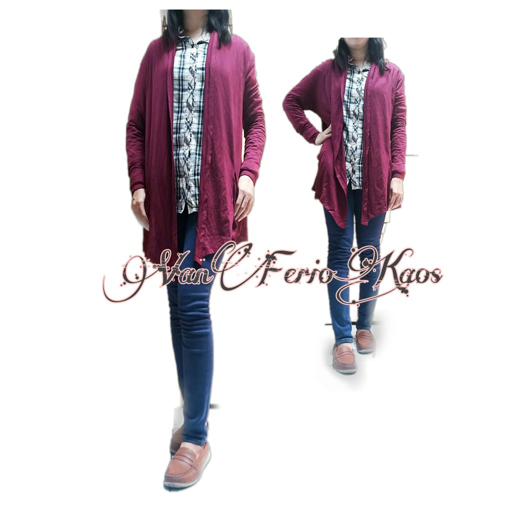 Cardigan panjang polos fashion wanita anak cewek remaja