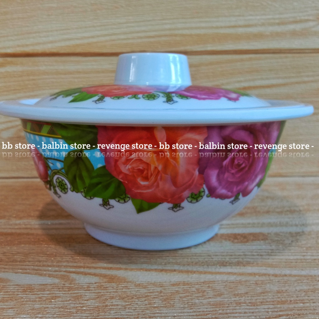 [balbin]mangkuk saji bulat melamin tutup motif rose-mangkuk saji tutup-17.5cm-mangkuk melamine tutup-terlaris dan termurah-bayar di tempat