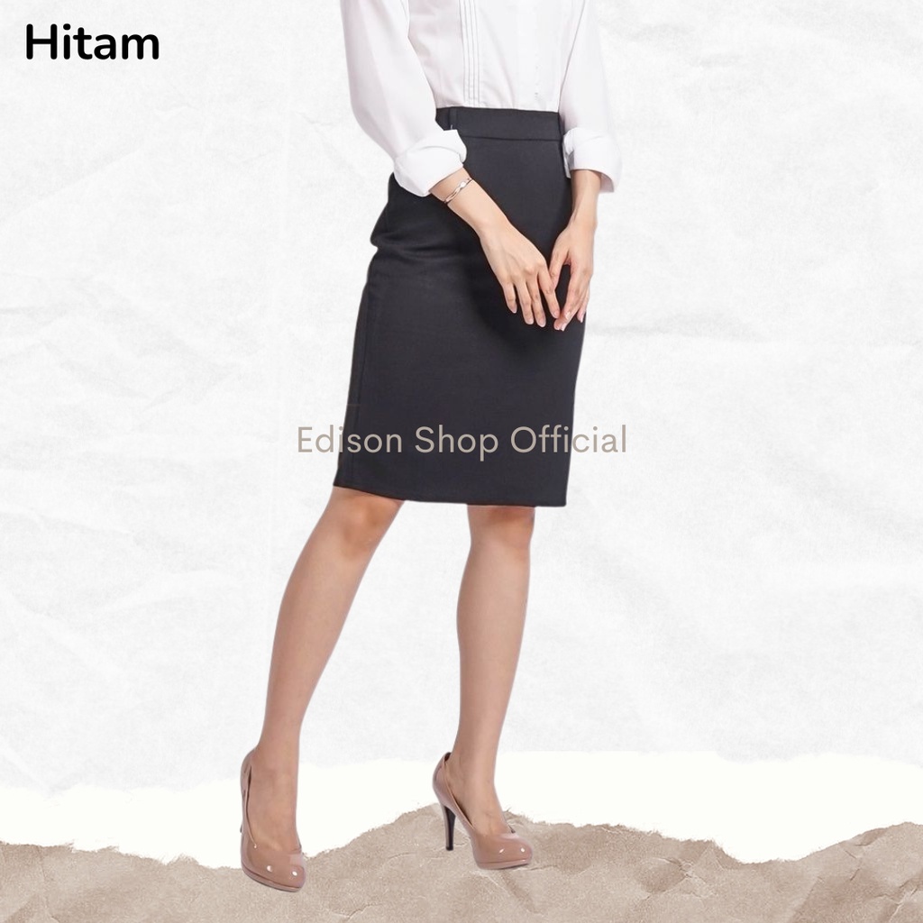 Ootd Rok Kerja Pendek Hitam Span 3/4 Bahan Formal Kantor Rok Pendek Selutut Rok Span Rok Hitam Ootd