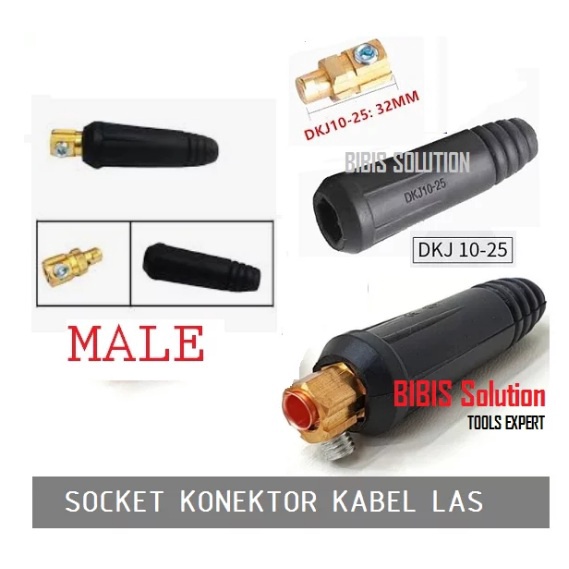 Soket Konektor Kabel Las Male Cowo Socket Connector Las 10 - 25 mm Mesin Las