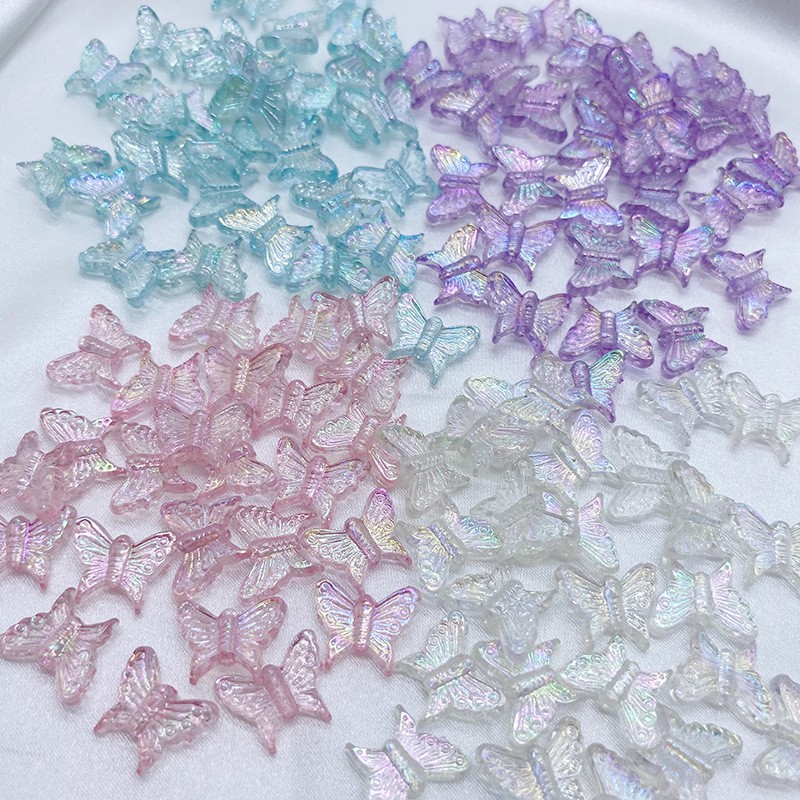 30pcs Color AB Charms Butterfly Shape Manik-Manik Akrilik Manik-Manik Spacer Longgar Untuk Membuat Perhiasan DIY Handmade Gelang