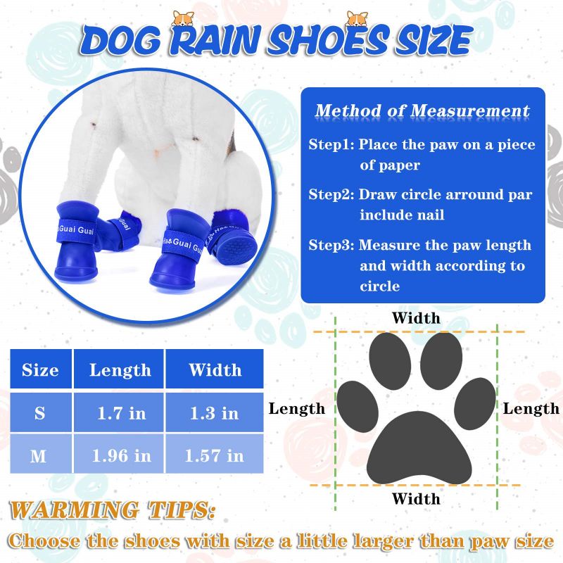 4pcs Sepatu Anjing Hujan Tahan Air Anti Slip Sepatu Boots Anjing Kucing Sepatu Kucing Anti Air Hujan