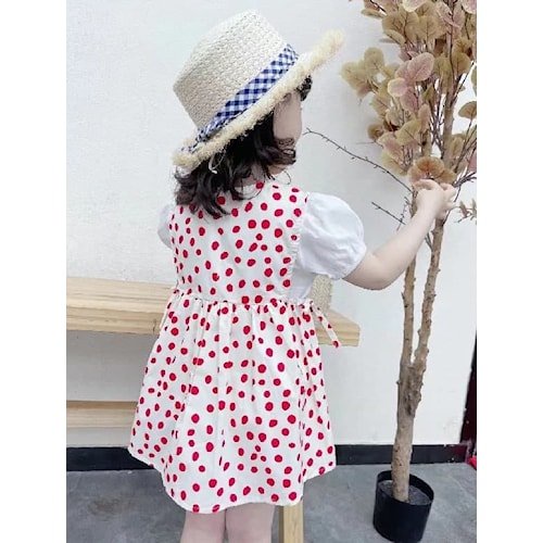 Baju Anak Cewek Perempuan Lucu Dress 2 In 1 Much Polkadotte Colo K3