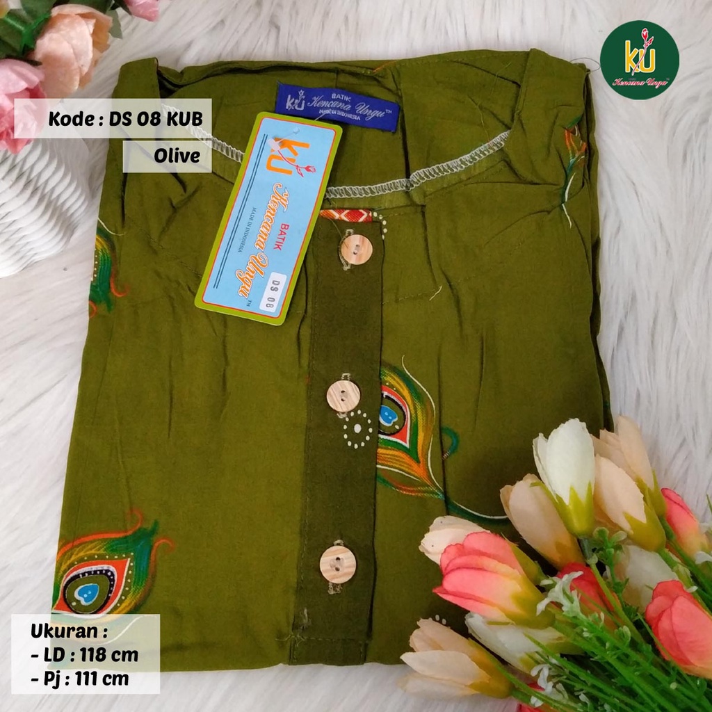 Bisa COD DS08 KUB | Daster Batik Kencana Ungu Asli Label Biru | Baju Santai Tidur Wanita Dewasa Kancing Depan Busui Friendly Motif Terbaru-5
