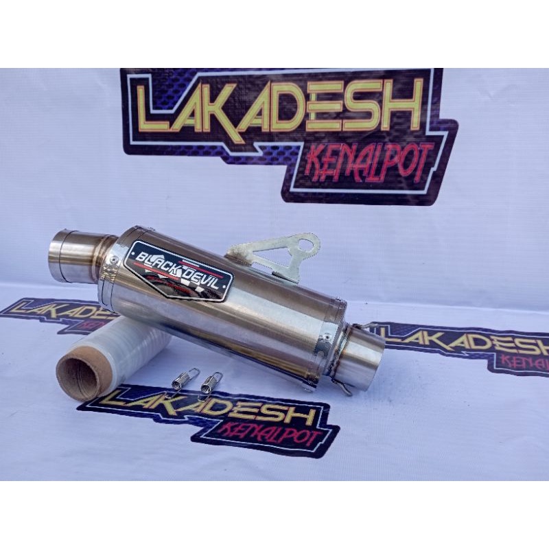 SILENCER (ONLY) KNALPOT BLACK DEVIL+LASER NAMA (INLET 38/50) BEAT MIO VARIO AEROX SCOOPY NMAX PCX ADV LEXI DLL