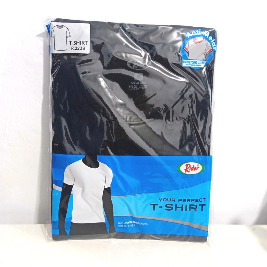 RIDER Kaos Dalam / Singlet Pria Lengan / Katun / Warna Hitam