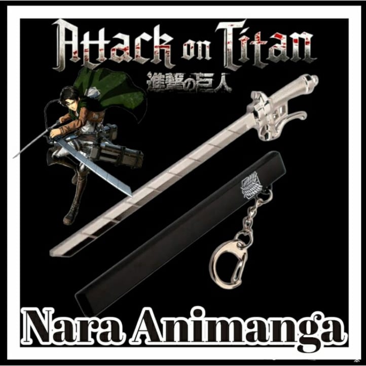 Nara Animanga Action Mini Figur Keychain Gantungan Kunci Pedang Anime Attack On Titan Levi Eren Mika