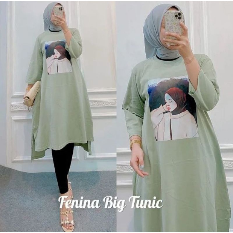 FENINA MIDI/gamis midi fashion muslimah terlaris bahan combed 24s aplikasi sablon