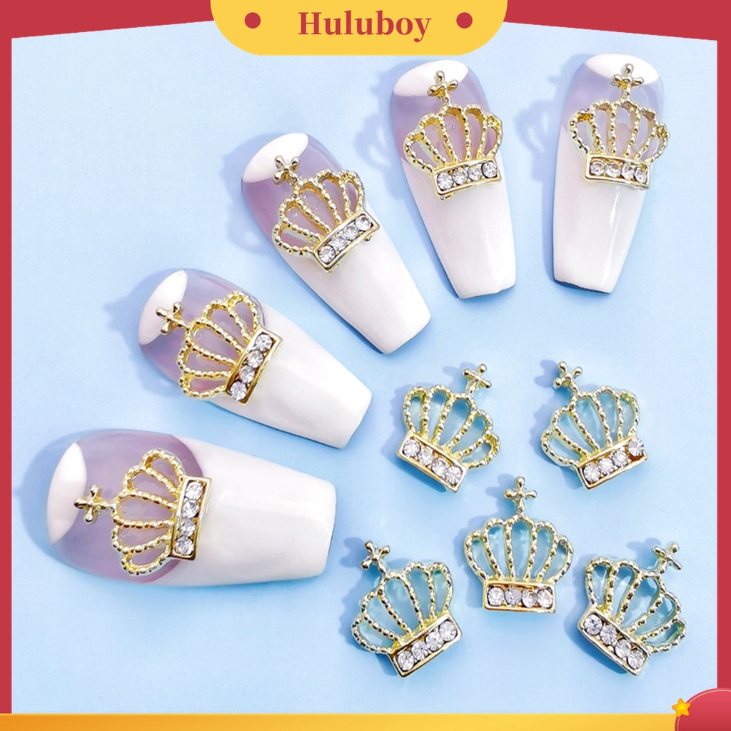 Huluboy Huluboy♡ 10pcs / Kantong Ornamen Berlian Imitasi 3D Aneka Bentuk Bahan Alloy Untuk Kerajinan Manicure Nail Art