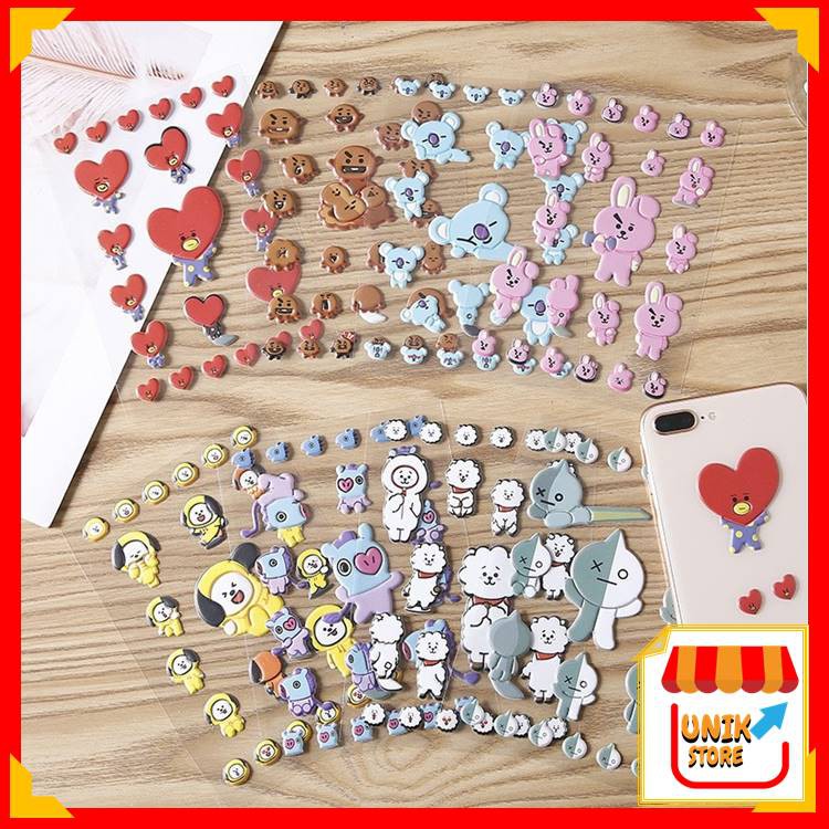 

UNIK - 460 Sticker 3D Karakter KPOP Korea / Tempelan Sticker Cartoon / Stiker Dekorasi