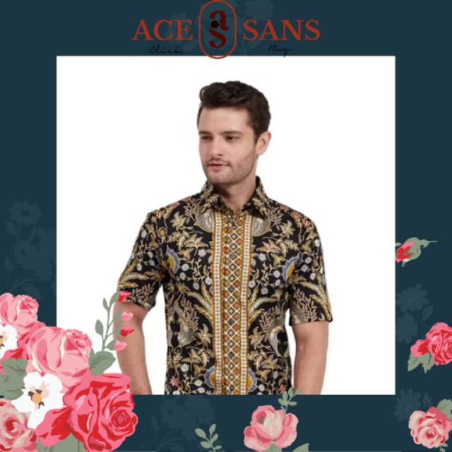 Alisan Kemeja Lengan Pendek Batik Kombinasi Biru BTKKB10431SS | Kemeja | Alisan | Original