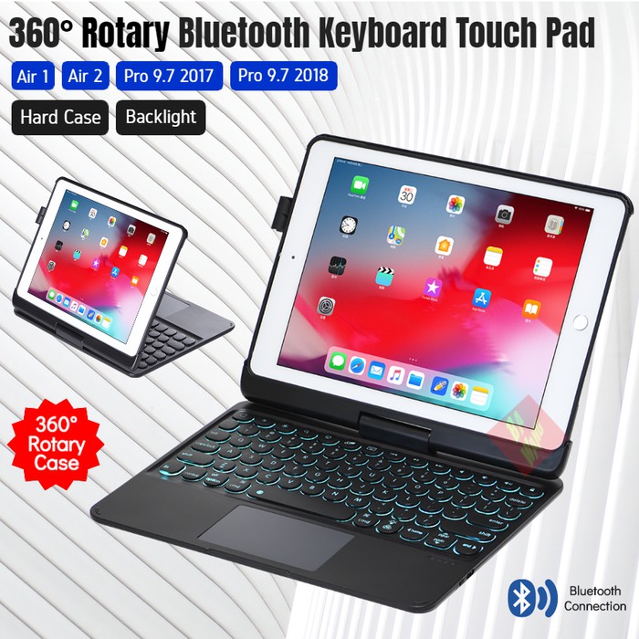 FLIP SMART KEYBOARD 360 DEGREE CASE IPAD AIR 1 2 PRO 9.7 2017 2018 BACKLIGHT