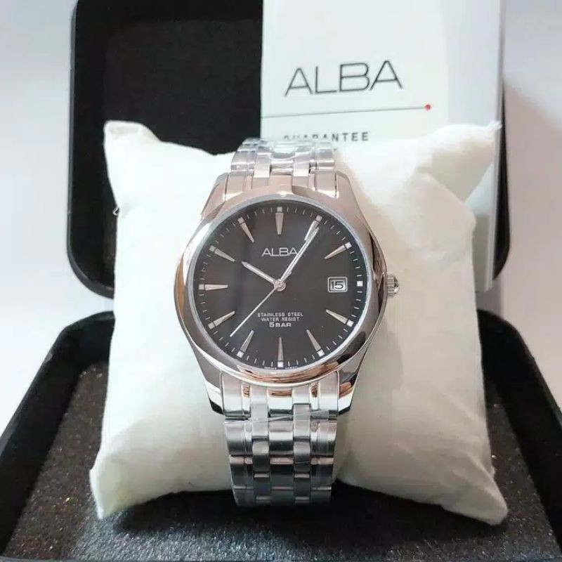 JAM TANGAN ALBA PRIA AXHK97 SILVER HITAM