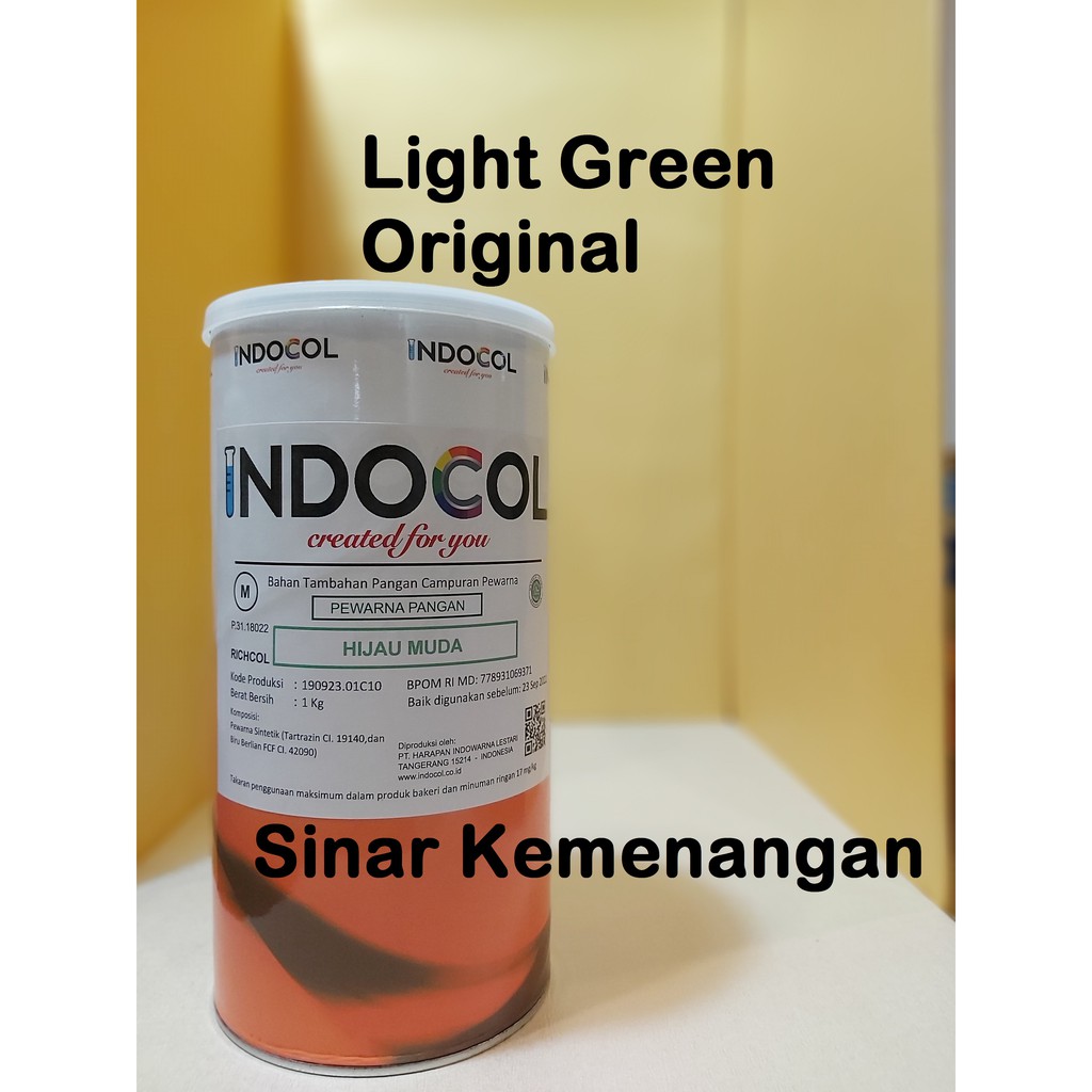 

Pewarna makanan INDOCOL Original Light Green / Hijau Muda, 1 kg