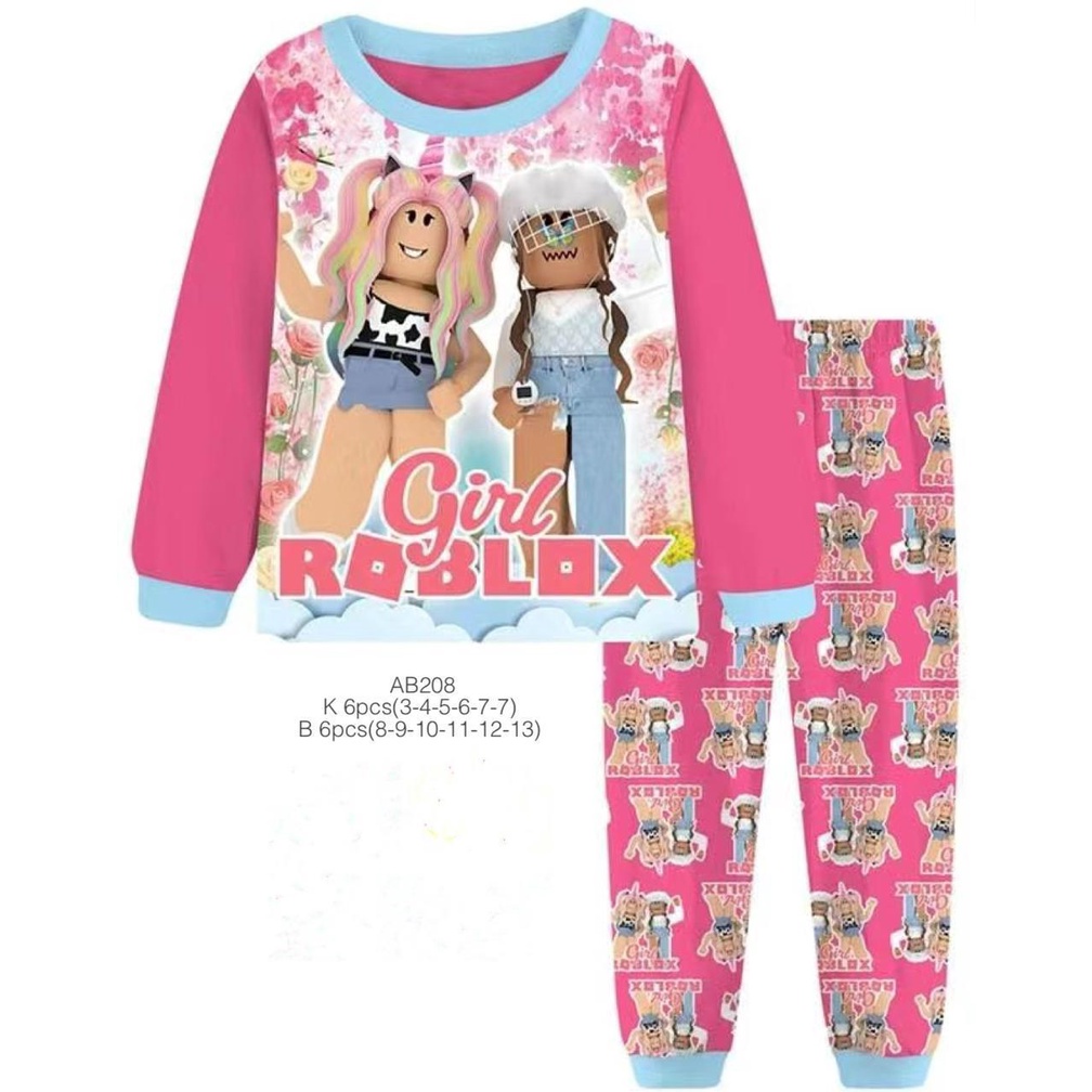 Piyama Anak/Baju Tidur Anak 3-13thn/ROBLOX/SQUID GAME Lengan Panjang-Roblox Girl