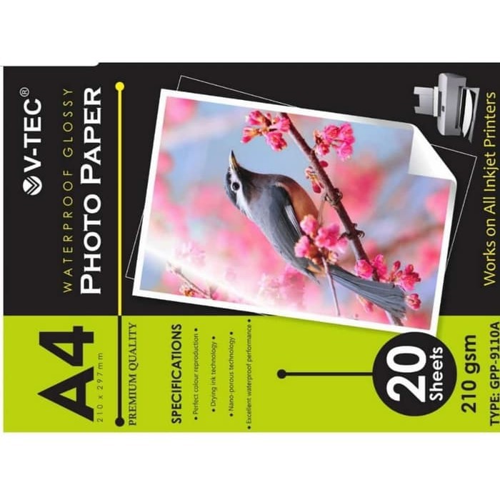 V-TEC GLOSSY PHOTO PAPER TYPE GPP-9110A A4 210GRAM