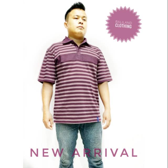 KAOS ATASAN PRIA KERAH SALUR UNGU TUA BALILAND