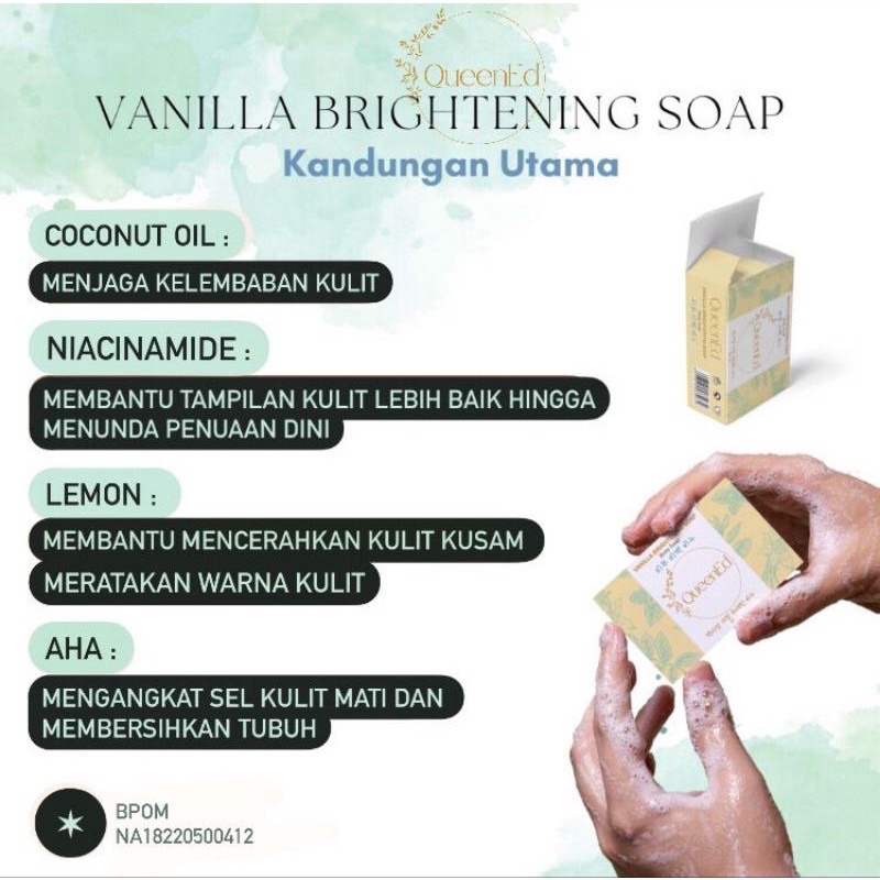 [uk.xx] queenEd vanilla whitening bar soap - sabun batang queenEd flavor vanilla