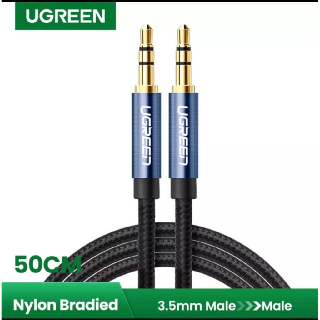 Ugreen Kabel Nylon Braided Audio Jack 3.5mm Extension 100cm Kabel Aux Male to Male 3.5mm Tali Sepatu